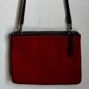 Red and Burgundy Fossil Devon Crossbody